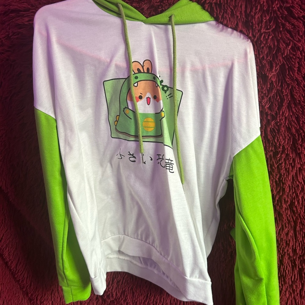 Green dino hoodie